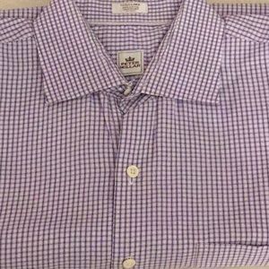 PETER MILLAR LONG SLEEVE 100% Cotton XL purple white small plaid